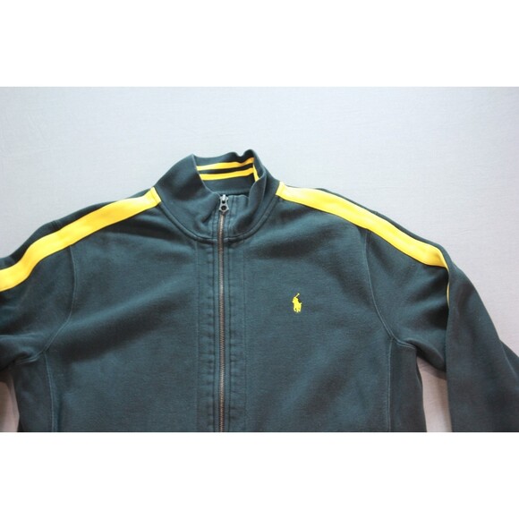 Polo Ralph Lauren Full Zip Sweatshirt Mens Black yellow Striped Pockets SZ XL - Picture 2 of 11